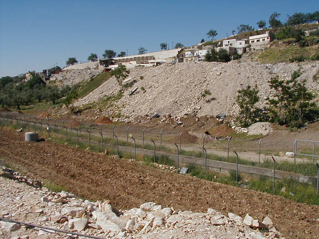 Kidron Valley, 1999 — truckloads of soil illegally removed from the Temple Mount.